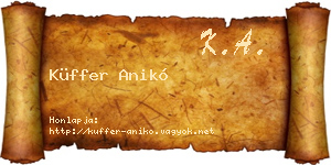 Küffer Anikó névjegykártya